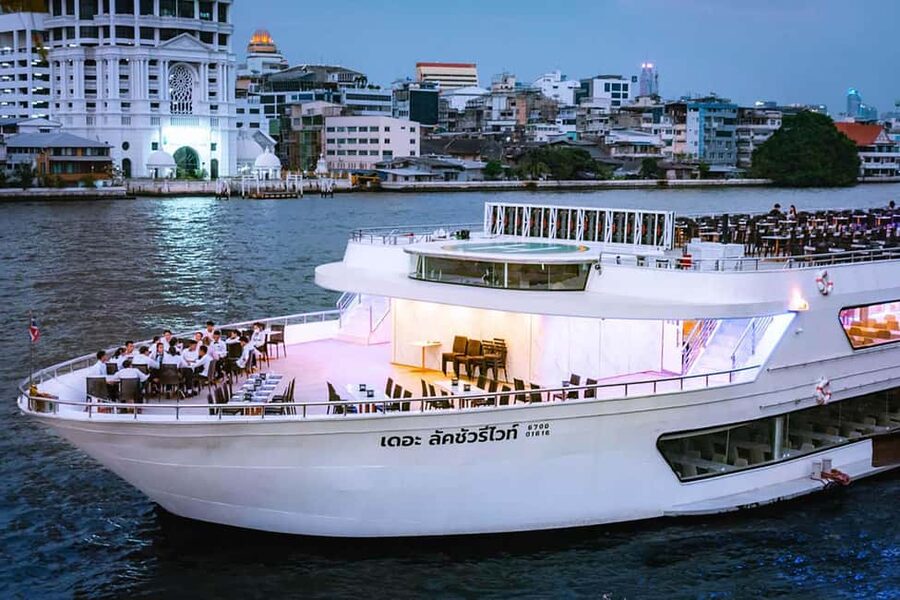 Bangkok: Luxury White Sunset or Dinner Cruise with Beer - What the buffet means at $31