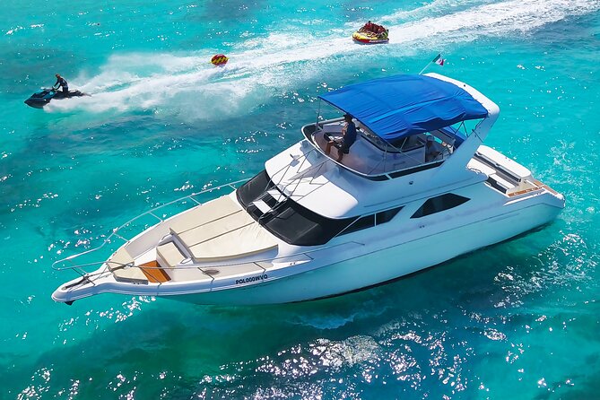 Deluxe Yacht 48FT with FlyBrige Rental in Cancun - The 1 and 2-hour cruise: lagoon, bridge, and Cancun Bay