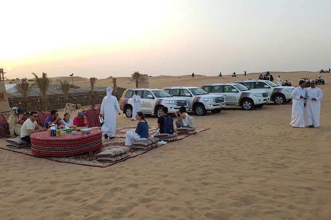 Dubai Desert Safari evening with VIP Treat , BBQ Buffet and Exciting Liveshows - Camel riding and sandboarding without overpromising