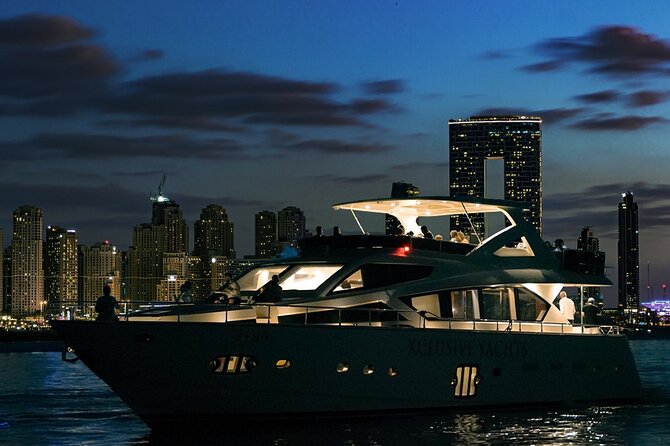 Dubai Harbour Luxury Yacht Tour with BBQ & Drinks - Bluewaters Island and the Ain Dubai view