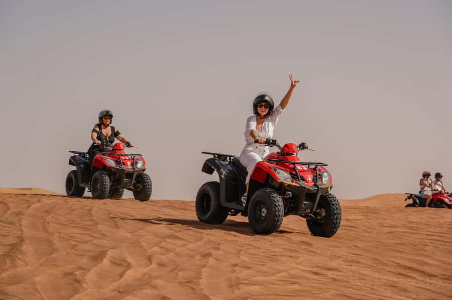 Dubai: Premium Safari, Camel Ride & Al Khayma Camp 3-Buffets - Lahbab’s red dunes and the first photo stop