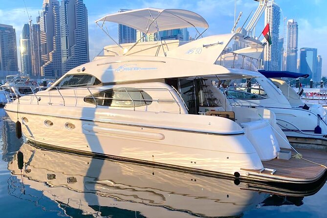 Dubai: Private Luxury Cruise on a Stylish 50ft Yacht - Sunset, evening, and swimming: choosing your departure time