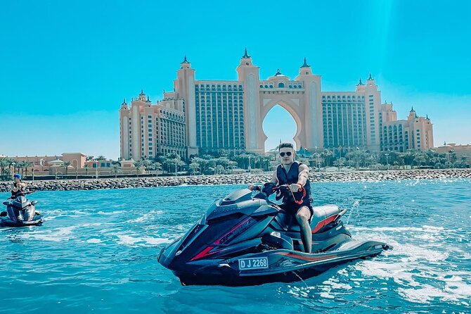 Exclusive 2HR Jet Ski TOUR-JBR & BLUEWATERS-ATLANTIS-BURJ AL ARAB - Getting comfortable on a two-seater jet ski