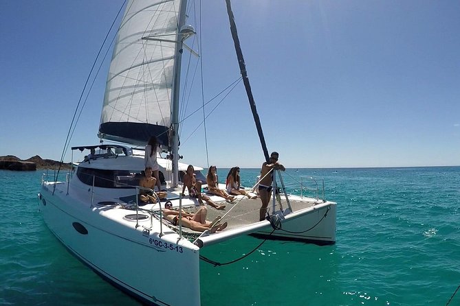 Exclusive Sailing Catamaran Experience to Lobos Island with lunch - Anchoring near Lobos Island