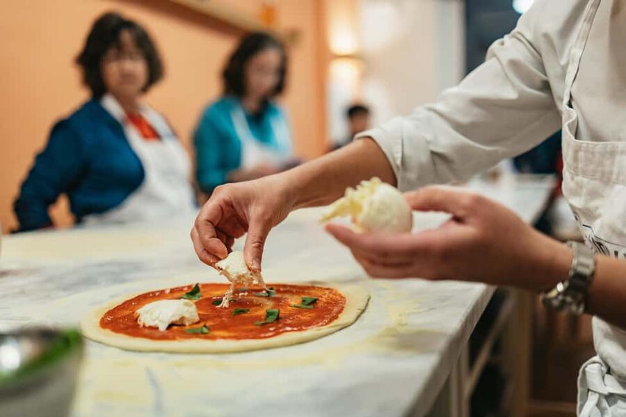 Florence: Premium Pizza & Gelato Preparation Class with Wine - Making pizza from dough to dinner