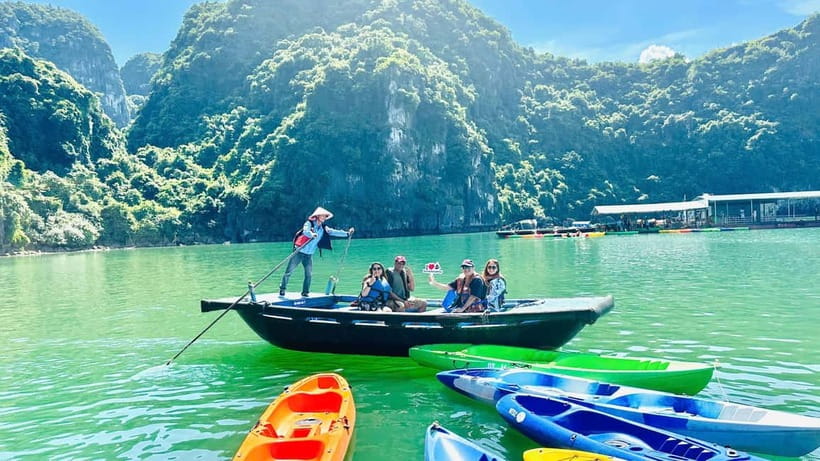 From Ha Long: Luxury Symphony Day Cruise with 2 Jacuzzi Pool - 13:45 at Luon Cave, with a choice and an extra charge
