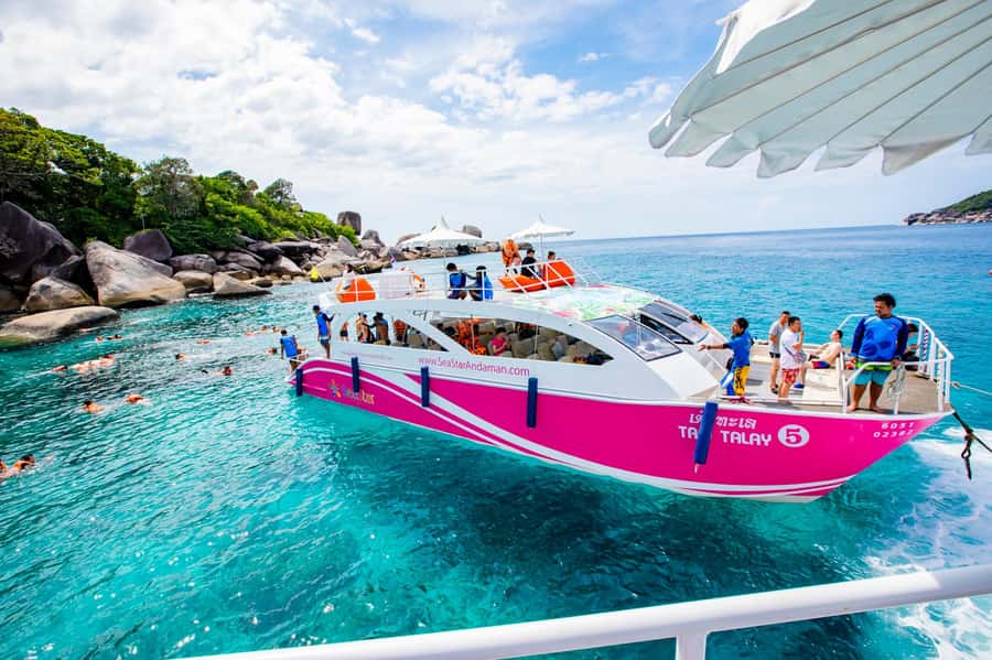 From Khao Lak: Similan Islands Day Trip by Luxury Catamaran - Food, drinks, and the trip back