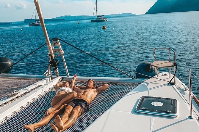 Half Day Premium Catamaran Cruise in Santorini including Oia - What the crew and boat service add