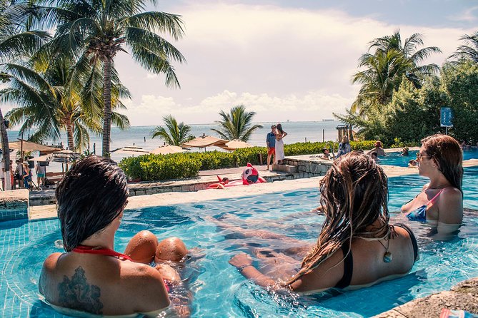 Isla Mujeres luxury catamaran with premium open bar and lunch - Lunch at the beach club is included, but extras add up