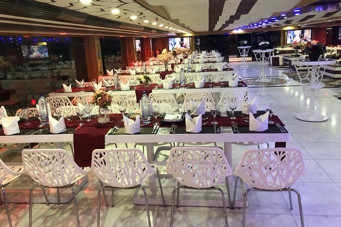 Luxury 7 Star Mega Yacht Dinner Cruise With international Buffet - Dubai Marina at sunset, then a city of lights
