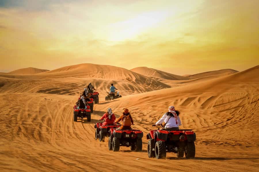 Luxury Dubai Desert Safari, BBQ, Camel Ride, Quad Bike, Show - Arriving at Sahara Desert Fortress