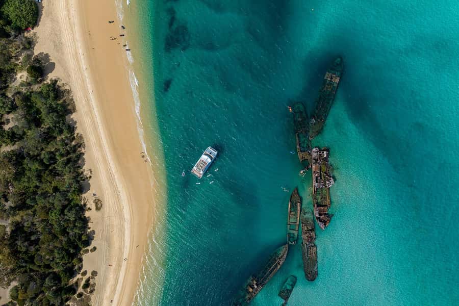 Moreton Island: Dolphin & Tangalooma Wrecks Snorkel Cruise - The Spirit of Mulgumpin catamaran