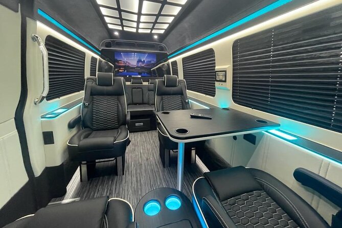 Party Bus Luxury Sprinter Limos - Inside the private 14-passenger vehicle