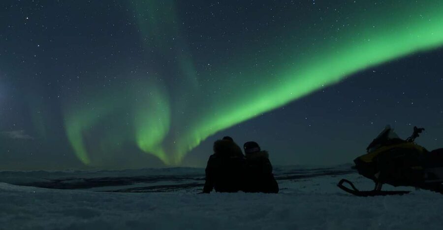 Premium Aurora Snowmobile Ride With Panoramic Views - Starting around the fire at Máttaráhkká