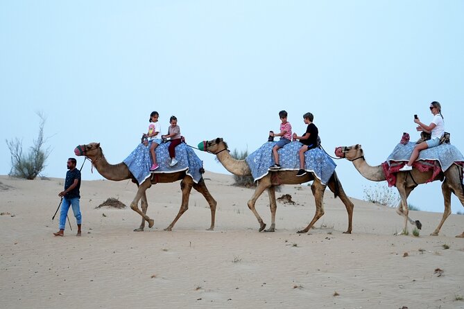 Premium Deluxe Dubai Safari with Camel Ride, Sandboard & BBQ - The desert camp after sunset
