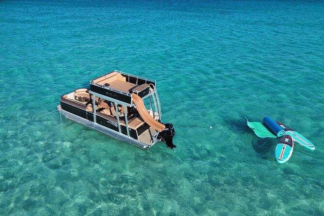 Private Crab Island Luxury Slide Pontoon Charter - Why this private Crab Island boat works so well
