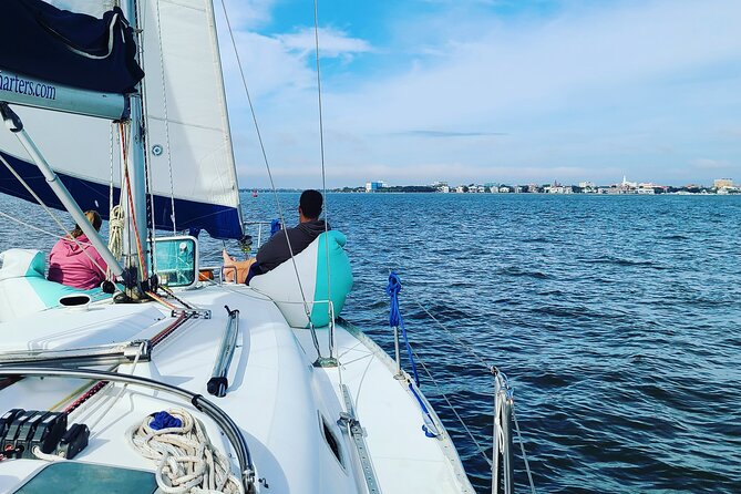 Private Luxury Yacht Charters, BYOB & Dolphins - The Ravenel Bridge at sunset