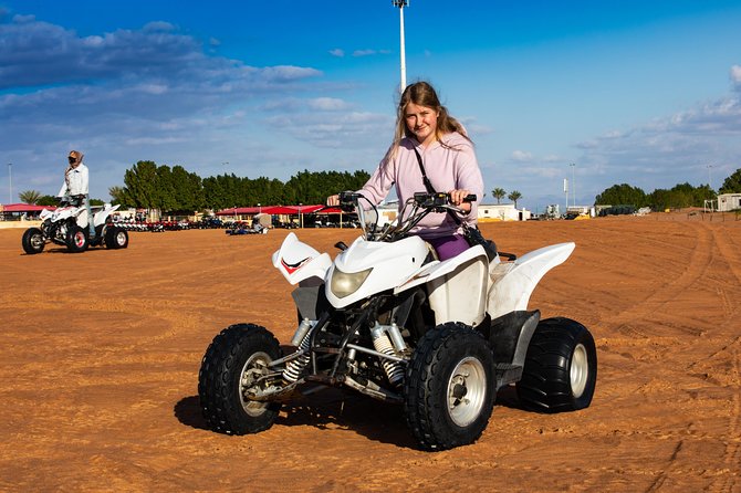 Quad Bike & Premium Desert Safari, with BBQ Dinner with 6 shows - One hour on a quad bike in the red dunes