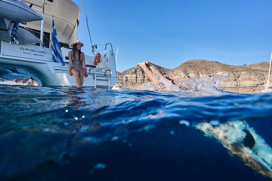 Santorini: Caldera Luxury Catamaran Cruise w/ Meal & Drinks - Morning or sunset: choose the mood that suits you