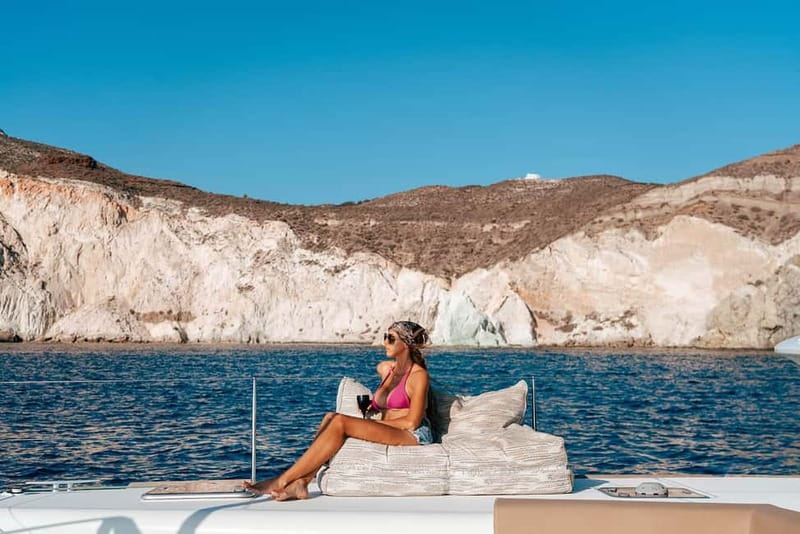 Santorini: Luxury Catamaran Cruise with Lunch, BBQ & Drinks - Setting out from Vlychada Port