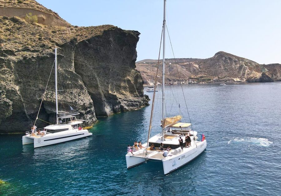 Santorini: Luxury Sunset Cruise with Dinner, BBQ, and Drinks - Thirasia, dinner, and the open bar