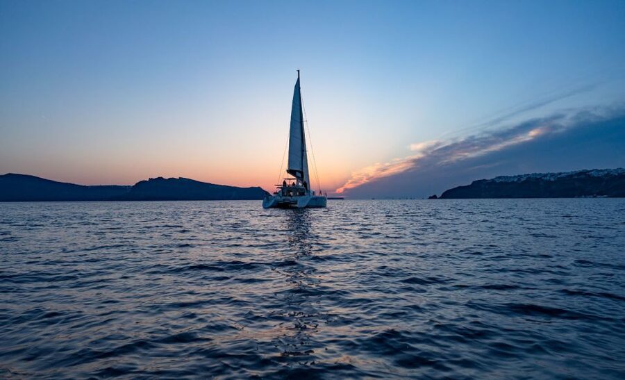 Santorini: Luxury Sunset Cruise with Dinner & Open Bar - Swimming at the hot springs