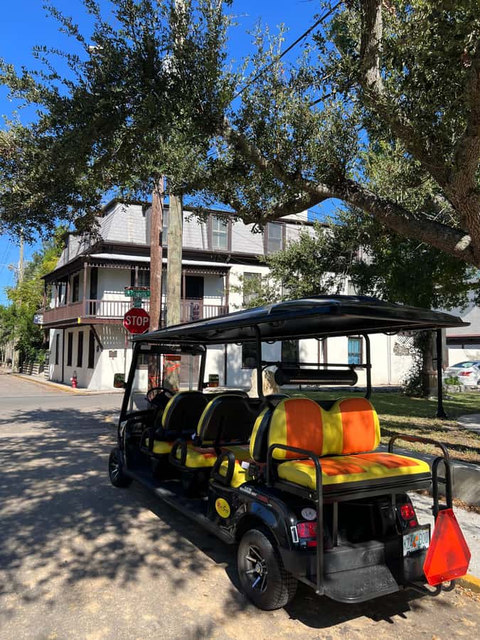 St.Augustine History Tour on Premium Golf Cart with PiCk Up - Flagler College, Lightner Museum, and the Gilded Age