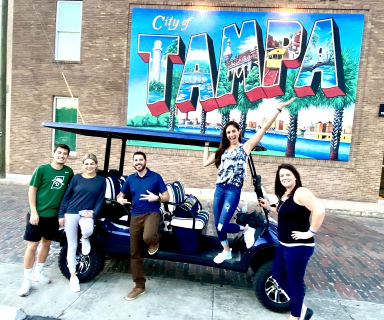 Tampa: Guided City Tour in Deluxe Street Golf Cart - The Riverwalk, museums, and Tampa Postcard Mural