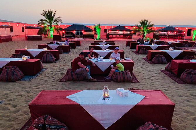 VIP Evening Desert Safari with Camel Ride & BBQ Dinner–Shared Car - Camel riding, falcons, and Bedouin-inspired touches